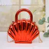 Bolso de concha con acabado de espejo metálico, nuevo estilo para mujer, bolso de mano brillante, bolso cruzado, bolso de hombro con cadena, bolso cuadrado pequeño elegante