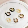 Pendientes Lacados de Múltiples Capas con Líneas Cruzadas Doradas de Diseño Retro a la Moda, Pendientes Compactos y Únicos, Accesorios Versátiles para las Orejas para Mujer
