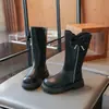 Botas Altas Cálidas de Forro Polar para Niñas, Dulce Lazo, Perla, Nuevo Estilo Coreano Otoño 2026, Casual, Suela Suave, Botas de Piel