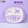 Vajilla de Melamina Wuhe Kuromi Sanrio Autorizado Oficialmente Tazón Infantil Antiescaldable de Dibujos Animados, Plato, Cuchara, Vaso para Agua, Plato Multicompartimento