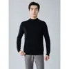 Novo Suéter Masculino de Caxemira Outono e Inverno, Suéter Masculino de Gola Alta Curta, Suéter de Malha Solta, Camada Base, Casual de Negócios, Tamanho Grande
