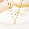 Collar de Acero Titanio Fritillaria Blanca de Alta Calidad Doble Capa Lujo Ligero Nicho Apilado Cadena Clavícula Joyería Cadena Clavícula Elegante para Mujer