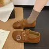 Sapatos Birkenstock Retrô Femininos 2026 Outono Novo Tira com Fivela Dupla Uso Dupla Face Sapatos Femininos Camurça Interno Aumento de Altura Slip-on Mocassins