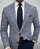 Blazer de comercio exterior a medida de un solo botón con dos botones y bolsillo grande para hombre, chaqueta de traje casual a cuadros de corte ajustado
