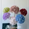 Hortensias artificiales estampadas en seda, arreglos de pared de flores decorativas para salones de bodas, decoración suave para el hogar y hoteles, venta al por mayor transfronteriza de hortensias