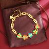 Nueva pulsera de oro antiguo de estilo chino, estilo cortesano, esmalte de mariposa, joyería ruyi, joyería femenina de aleación de cobre