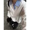 Camiseta de Manga Larga con Cuadros Empalmados Miu para Hombre Estilo Preppy Americano Otoño Sudadera Hombro Derecho Camisa Polo con Cuello Estilo Old Money