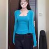 Conjunto de Dos Piezas Cardigan de Tirantes de Punto Estilo Coreano Chica Caliente Deseo Puro para Mujer Principios de Primavera Púrpura Versátil Aspecto Adelgazante Top