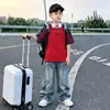 Nuevo Estilo Niños Tendencia Fútbol Manga Corta Jeans Ropa Marca de Moda Comercio Exterior Ropa Infantil Niños Conjunto de Verano