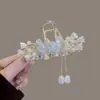 Presilha de Flor Pérola Strass Retrô com Franja Estilo Lírio-do-Vale Presilha de Cabelo Shark Clip de Cabelo de Luxo Leve Acessórios de Cabelo Atacado