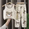 Traje de Manga Corta para Niños Algodón Puro Verano Camiseta para Bebé Ropa de Casa para Niños Pijamas para Niñas Ropa de Verano Ropa para Niños