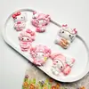 Accesorio de resina de gato rosa grande de dibujos animados, accesorio para el cabello DIY con pegamento de crema, llavero para refrigerador, material para zapatos con agujeros