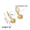Pendientes de diseño de moda INS europeos y americanos de acero inoxidable chapado en oro de 18 quilates con piedra natural, pendientes de aro con forma de estrella de ocho puntas para mujer, venta al por mayor