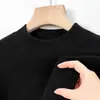 Camisa Base Masculina Derong Gola Alta Meia Manga Outono 2024, Top Masculino de Manga Longa Cor Sólida Quente para Outono e Inverno Camiseta