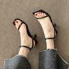 2025 Nuevo Estilo Stiletto Punta Cuadrada Punta Abierta Sexy Tacón de Gatito Tacones Altos Sandalias Francesas de Una Tira con Falda