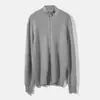 Suéter de cuello alto para hombre con cremallera de doble sentido, nuevo para Otoño e Invierno, cárdigan de punto liso ajustado informal para negocios