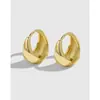 Pendientes de Aro Lisos Brillantes para Mujer, Aleación Chapada en Oro de 18 Quilates, Moda Europea y Americana, Pendientes Elegantes Minimalistas