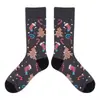 Calcetines de Algodón Navideños para Ventas Transfronterizas de Amazon, Talla Grande Unisex para Pareja, Calcetines Navideños de Tubo Alto, Calcetines Navideños Largos con Graffiti de Moda