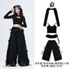 Ropa de niña para danza jazz, conjunto de actuación de street dance infantil de manga larga, ropa de práctica para niños, atuendos elegantes para niñas