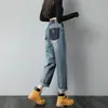 Jeans Harlan de Cintura de Pera para Mujer 2024 Otoño Nuevo Adelgazantes Talla Grande Retro Contraste Pantalones Rábano