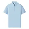Camisa polo de nylon-spandex de 190 g con media cremallera y logo personalizado, efecto refrescante, unisex, adecuada para uso en grupo, camisa promocional de manga corta