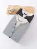 Nuevo Suéter de Punto de Lana Pura con Cuello Redondo de Manga Larga Bloque de Color Falso Dos Piezas para Niños Ropa para Niños Otoño/Invierno 2026