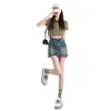 Falda de mezclilla retro americana para mujer, verano, ajustada, sexy, chica caliente, ceñida a la cadera, pantalón corto, falda de cintura alta