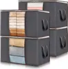 Paquete de 3 Contenedores de Almacenamiento de Ropa de 60L con Tapas, Bolsas Plegables de Almacenamiento para Mantas con Cremalleras, Ventana Transparente y Asas Reforzadas, para Armario y Organización de Ropa, Suéteres, Edredones, Ropa de Cama