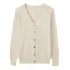 Transfronterizo 2026 Otoño/Invierno Nuevo Cardigan de Punto de Algodón Puro con Cuello en V Manga Larga para Mujer Color Sólido Holgado Versátil