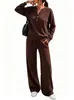Moda Feminina Cruzada Europeia e Americana Outono e Inverno 2026 Novo Conjunto Casual Esportivo de Duas Peças: Blusa Solta de Manga Longa e Calça de Barra Larga