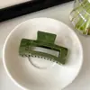 Presilha Retangular para Cabelo com Estampa Floral em Gradiente Verde Estilo Coreano para Mulheres, Adequada para Penteados Presos, Presilha de Garra para Cabelos Grossos, Acessório de Cabelo Tipo Presilha Tubarão