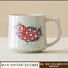 Taza de Té Arowana Color Ceniza para Uso Personal en la Oficina, Taza de Cerámica con Separación de Té y Agua y Tapa, Regalo Empresarial con Logo