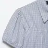Venta al por mayor transfronteriza 2026 Primavera Nuevo Estilo Estilo Universitario Dulce Cuadros Popelina Elástica Camisa Top para Mujer 1210/008
