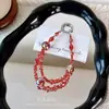Cordón de Teléfono de Cadena Doble con Cristales y Cuentas Doradas con Efecto Cielo Estrellado Degradado, Cadena para Muñeca Antiperdida, Llavero y Accesorio para Bolso