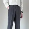 Pantalones largos de hombre estilo coreano finos holgados pantalones de traje pequeños estilo Hong Kong casual pantalones de traje versátiles de pierna recta con caída pantalones largos