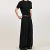 Calça pantalona plissada tridimensional, design solto, calça reta casual para primavera e outono, sem amassar, para homens e mulheres