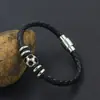 Pulsera de Cuerda de Cuero Trenzado Estilo Fanático Deportivo, Pulsera con Cierre Magnético de Aleación con Cuentas en Forma de Balón de Fútbol, Accesorio Deportivo Unisex