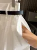 Falda Blanca Estilo Academia Línea A para Mujer, Nueva Falda Elegante tipo Paraguas de Cintura Alta para Verano, Falda Midi Voluminosa de Cintura Elástica Petite
