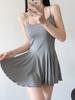 Primavera Nuevo Europeo y Americano para Mujer Tirantes Suelto Jersey Vestido Falda S16717