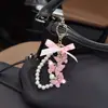 Estilo Coreano Borboleta com Diamantes Corrente de Pérolas Pingente de Chaveiro Laço Novo Criativo Luxo Leve Feminino Encanto de Bolsa Exquisito