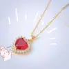 Collar de Amor Rubí para Mujer de Alta Gama Combinable Moda Colgante Microincrustado Tono Vibrante Celebrum en Vivo Suministro Transfronterizo