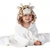 Toalha de Banho Poncho Infantil Pode Ser Usada e Enrolada, Toalha de Banho com Capuz para Recém-Nascidos, Roupão de Banho com Capuz Absorvente de Desenho Animado em Fleece Coral para Natação
