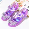 Zapatos de Princesa Morados de Kuromi Zapatos de Tacón Alto para Niñas Primavera y Otoño Zapatos de Suela Blanda para Niños Zapatos de Cristal Zapatos de Cuero para Niñitas