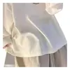 Camiseta Feminina Plus Size de Algodão Puro Manga Longa Nova para Primavera e Outono Camisa Básica Branca para Camadas Casal Solta