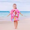Capa de Toalha de Praia com Capuz Desenho Animado para Crianças Pequenas e Médias, Toalha de Banho Vestível de Microfibra com Proteção Solar, Roupa de Banho para Mulheres