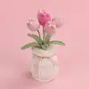 Flores de Hilo Transfronterizas, Productos de Flores Tejidos a Mano, Flores Tejidas, Florero de Tulipanes, Flores de Ganchillo, Decoraciones de Escritorio, Recuerdos