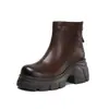 Botas Martin de sola grossa, que aumentam a altura, leves, de luxo, de couro bovino de primeira camada para mulheres, novo estilo outono/inverno 2026, botins curtos que afinam para figuras baixinhas