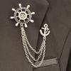 Versão coreana de broche de leme corsage masculino corrente estilo náutico pino de gola fivela de gola de âncora clipe de gola flor de gola acessórios para terno