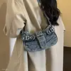Bolsa tote de brim estilo commuter, estilo coreano, 2026, bolsa de ombro versátil feminina, nova coleção outono/inverno retrô, design de ombro único