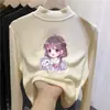 Camiseta de manga larga con forro polar para niña para otoño e invierno, top cálido cepillado de cuello semi-alto para niños